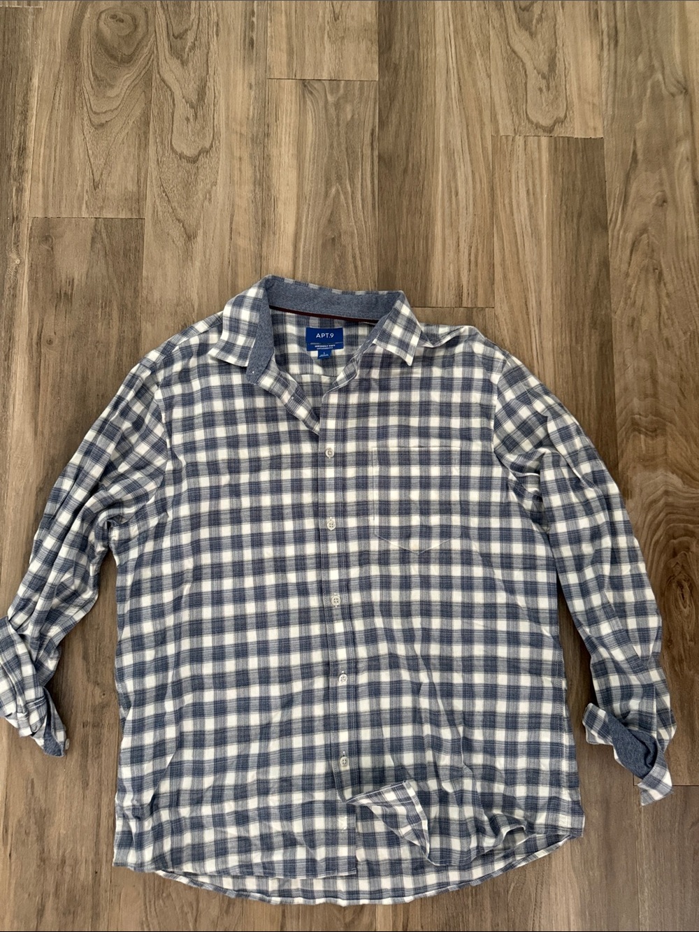 Apt. 9 Blue and White Plaid Lightweight Shirt Jacket
